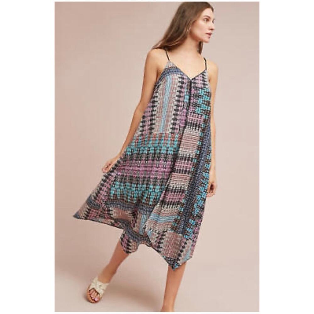 Anthropologie Akemi Kin Women’s Sz S Multicolor Tassel Dress Midi Riviera Boho